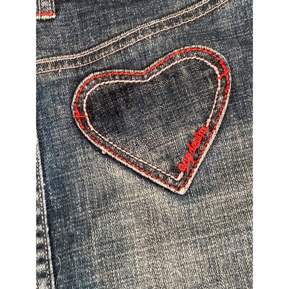 Gap Jeans Skirt Short Mini Blue Denim Pink Red Heart Shape Back Pocket Girl 7 - Picture 10 of 11